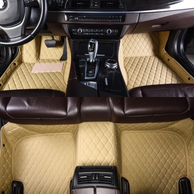 Beige Luxury Leather Diamond Car Mats Websites