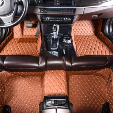 Brown Luxury Leather Diamond Car Mats Websites