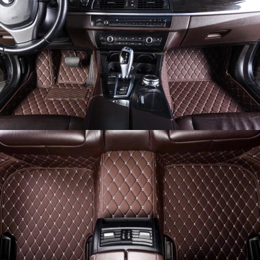 Dark Brown Luxury Leather Diamond Car Mats Websites