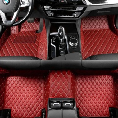 Wine Red Luxury Leather Diamond Car Mats Websites