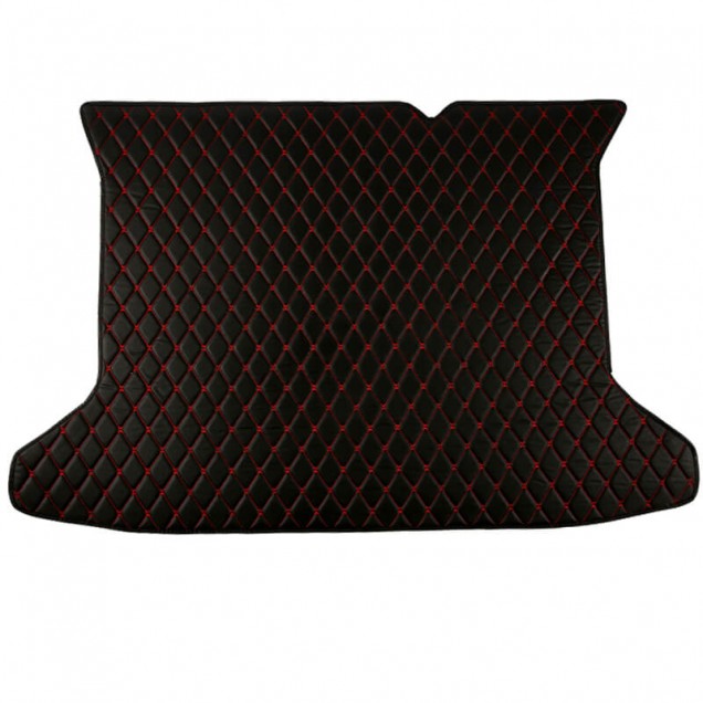 Black and Red Stitching Luxury Leather Diamond Trunk Base Car Mats Websites