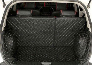 Black and Beige Stitching Full Cover Luxury Leather Diamond Trunk Car Mats Websites