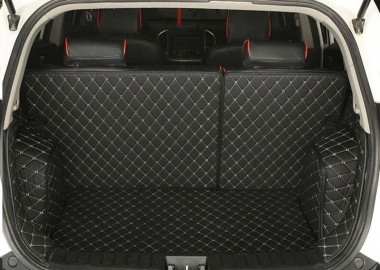 Black and White Stitching Full Cover Luxury Leather Diamond Trunk Car Mats Websites