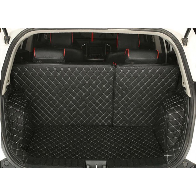 Black and White Stitching Full Cover Luxury Leather Diamond Trunk Car Mats Websites