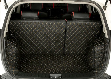 Black and Yellow Stitching Full Cover Luxury Leather Diamond Trunk Car Mats Websites