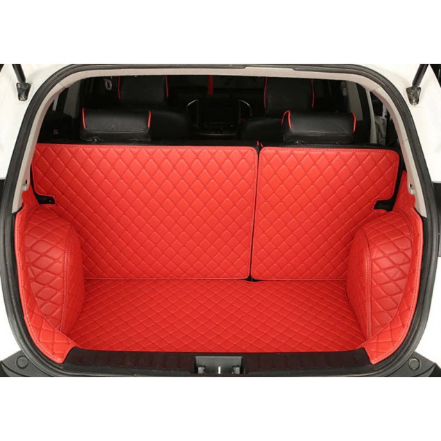 Red Full Cover Luxury Leather Diamond Trunk Car Mats Websites