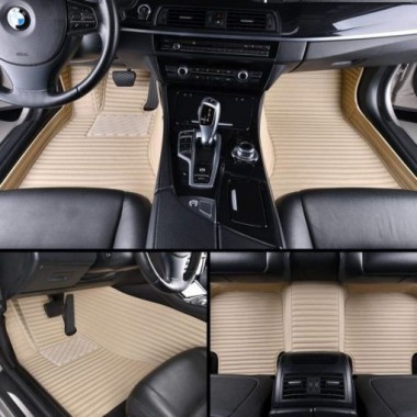 Beige Luxury Leather Stripe Car Mats Websites