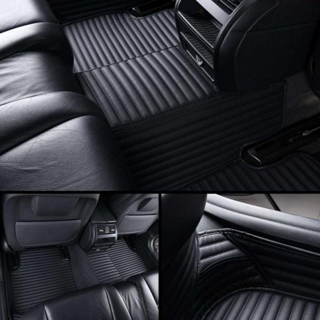 Black Luxury Leather Stripe Car Mats Websites