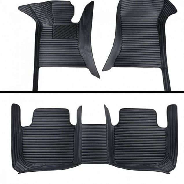 Black Luxury Leather Stripe Car Mats Websites