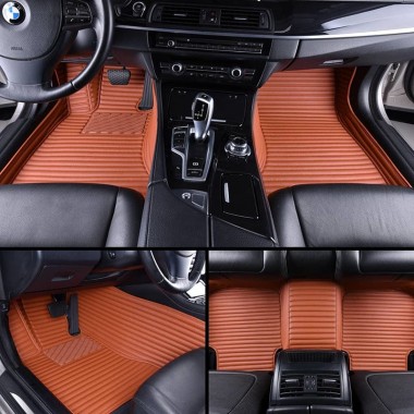 Brown Luxury Leather Stripe Car Mats Websites