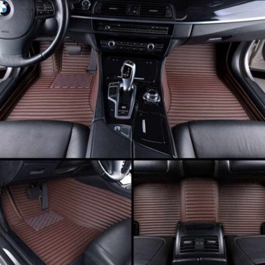 Dark Brown Luxury Leather Stripe Car Mats Websites