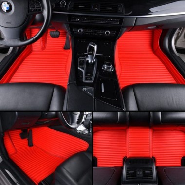 Red Luxury Leather Stripe Car Mats Websites