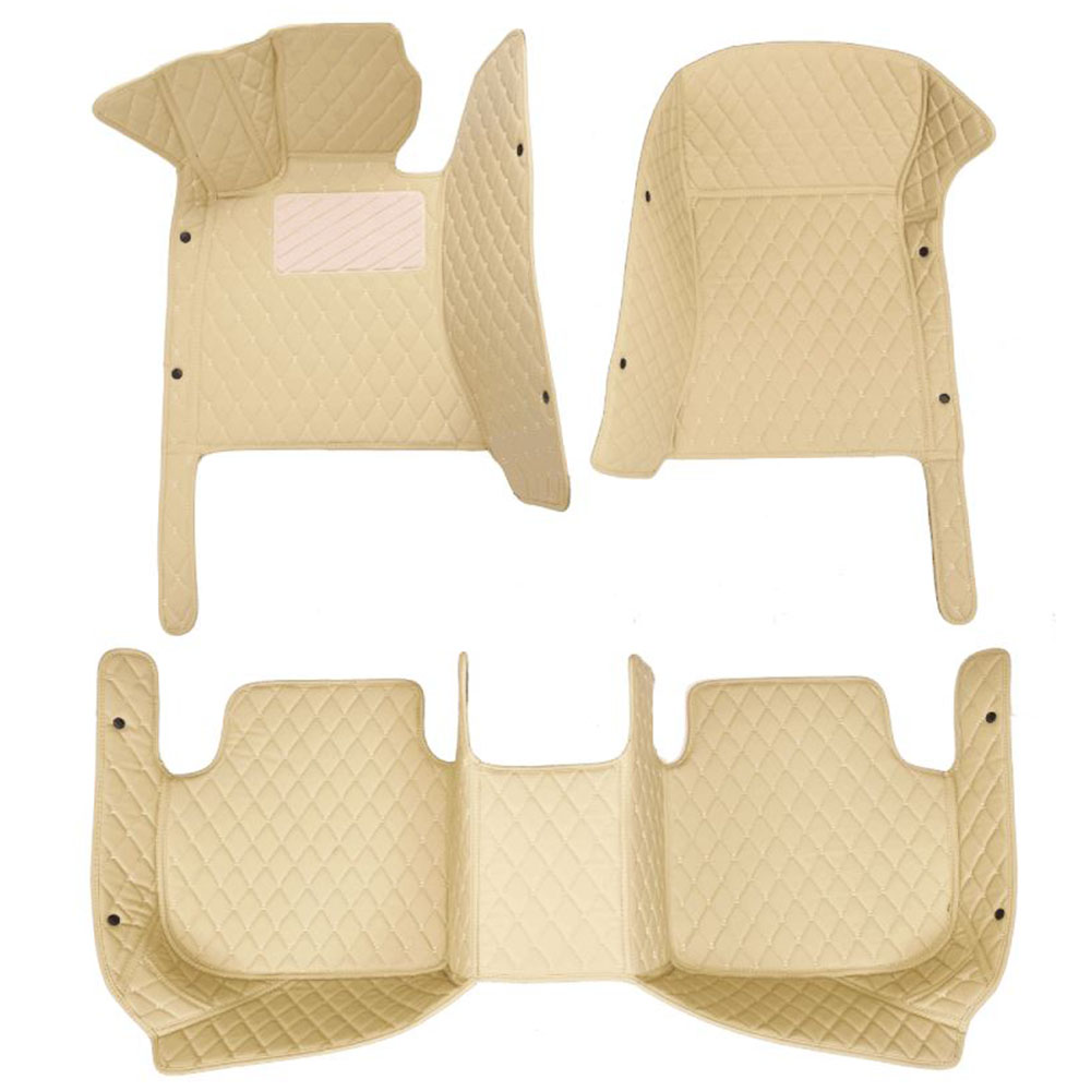 Beige Luxury Leather Diamond Car Mats for Volkswagen Touareg