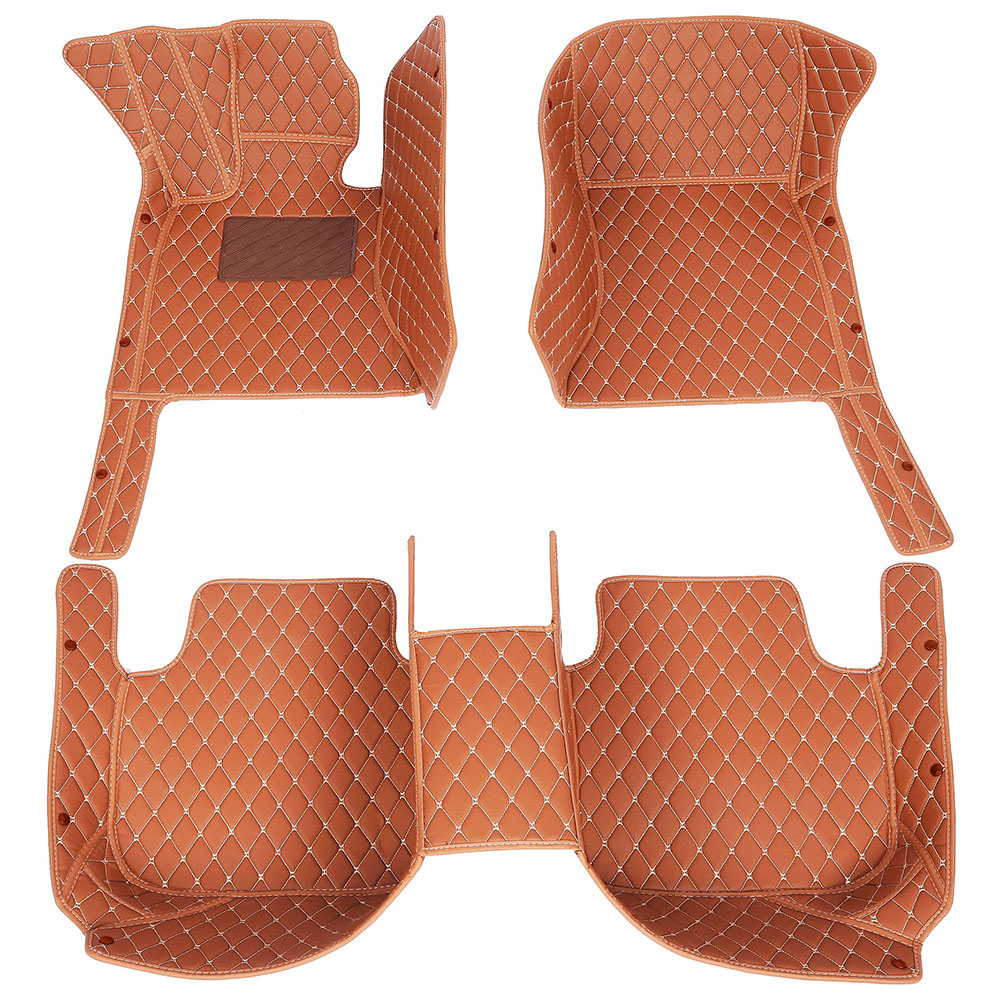 Brown Luxury Leather Diamond Car Mats for Renault Alaskan