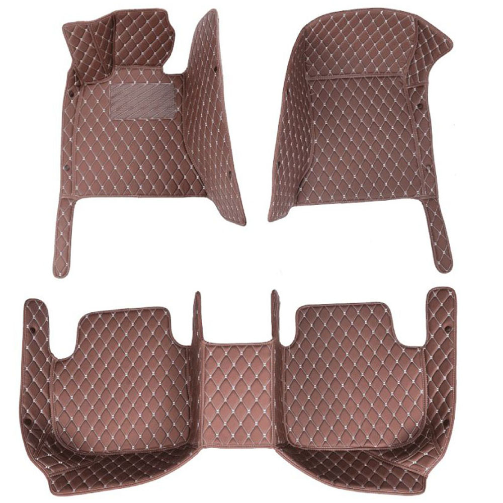 Dark Brown Luxury Leather Diamond Car Mats for Lincoln Navigator