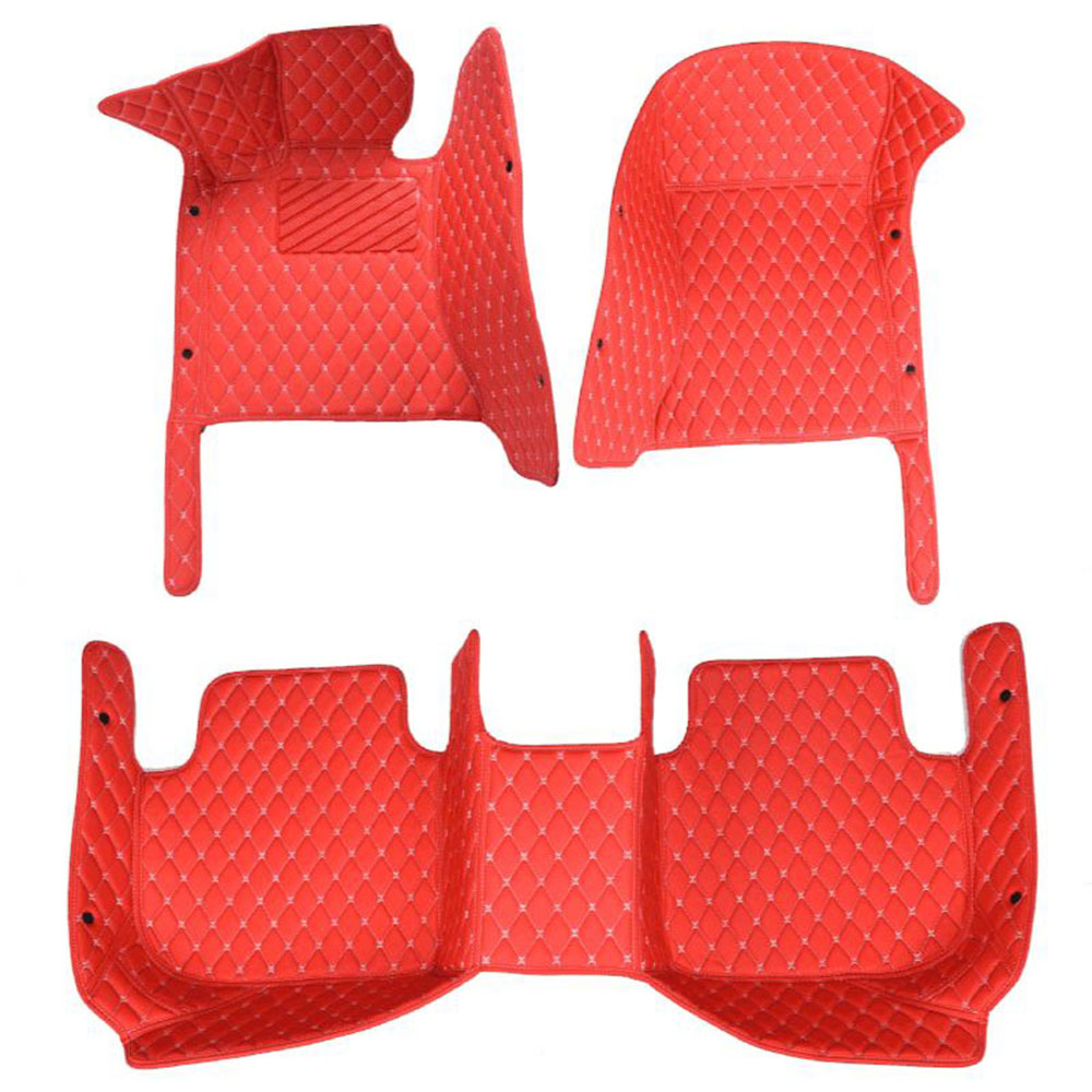 Red Luxury Leather Diamond Car Mats for Renault Alaskan