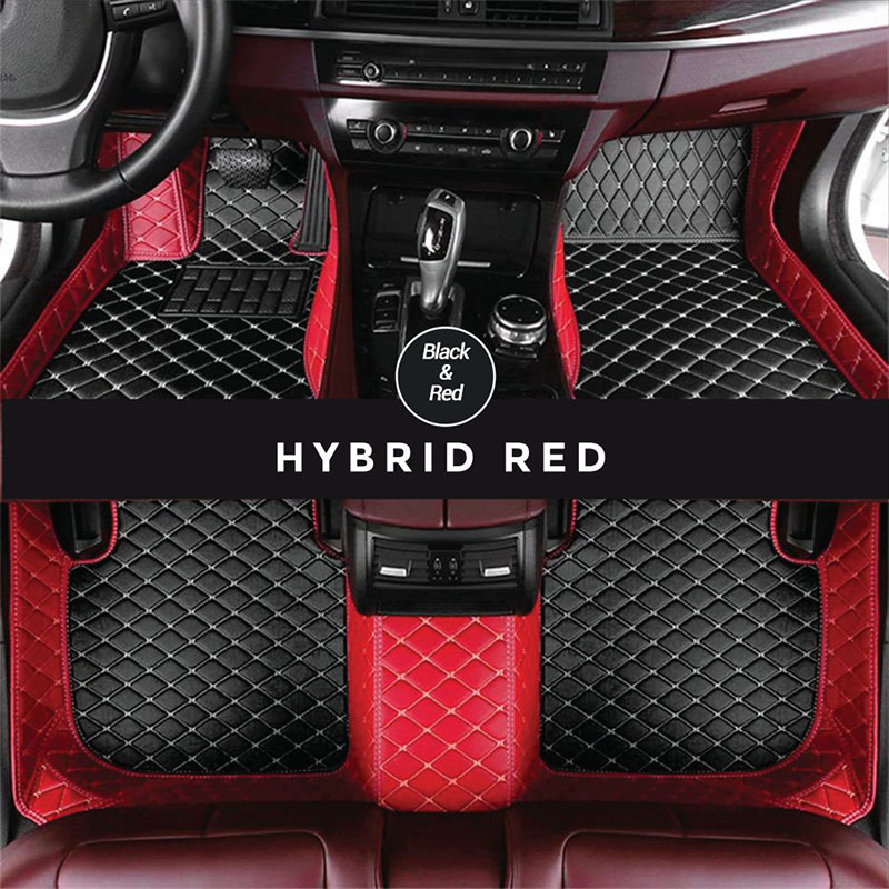 Black and Red Hybrid Mode Premium Diamond Car Mats for Subaru Legacy